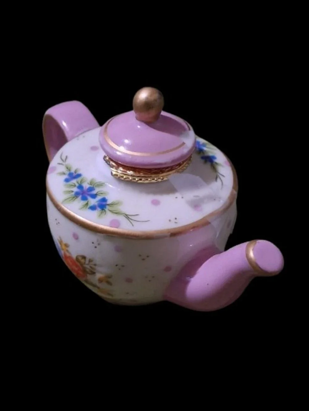 Vintage Porcelain Miniature Teapot Trinket Box